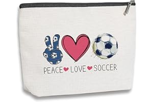 KDXPBPZ Soccer Gifts Makeup Bag, Coach & Team Gifts for Football Lovers, Cosmetic Bags for Women Girls, Birthday Christmas Gifts for Mom Friends Female, Soccer Stuff Accessories