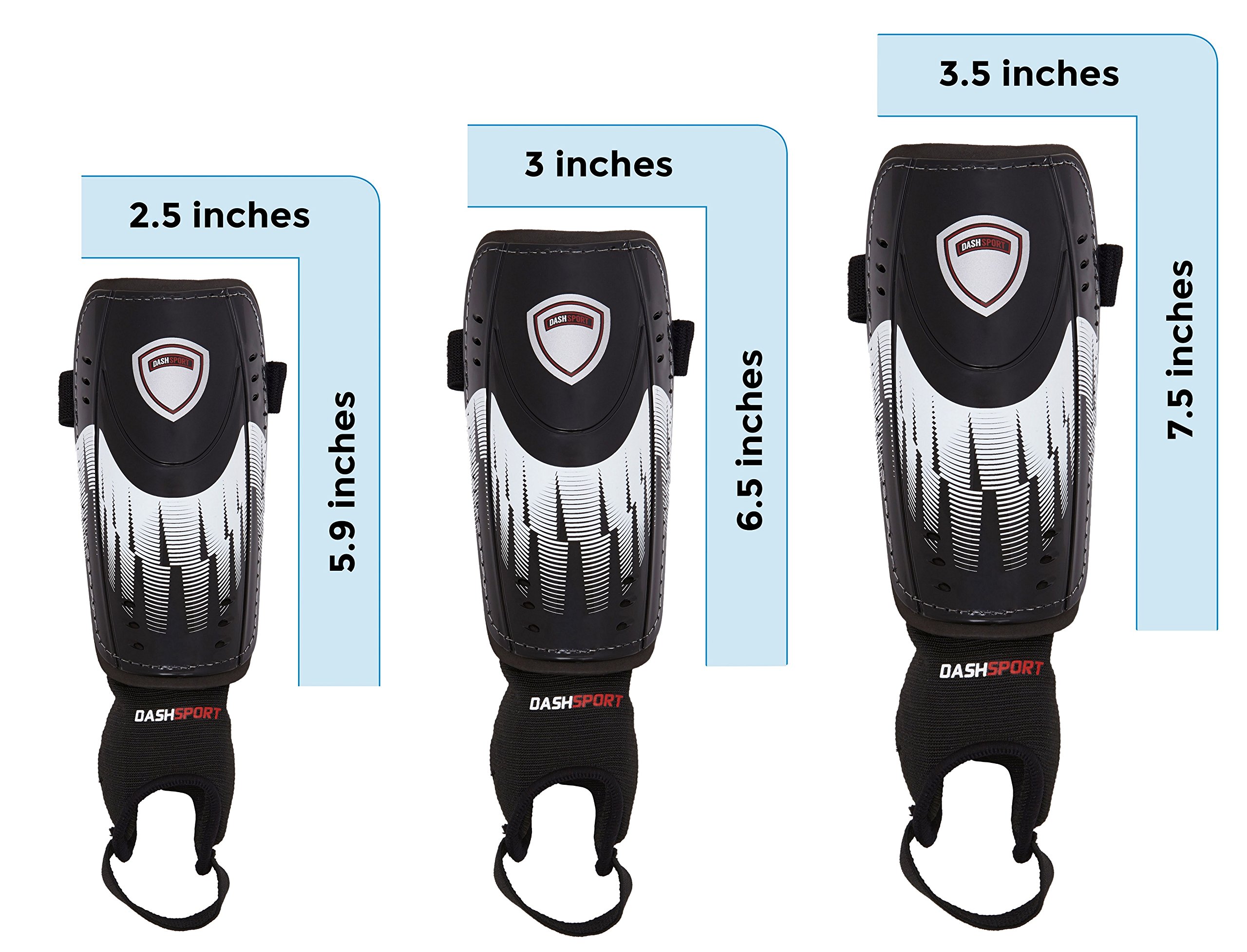 DashSport Soccer Shin Guards Youth Sizes Best Kids Soccer Equipment with Ankle Sleeves Great