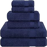 Cotton Paradise 6 Piece Towel Set 100% Cotton Soft Absorbent Turkish Towels for Bathroom 2 Bath Towels 2 Hand Towels 2 Washcloths, Navy Blue Towel Set