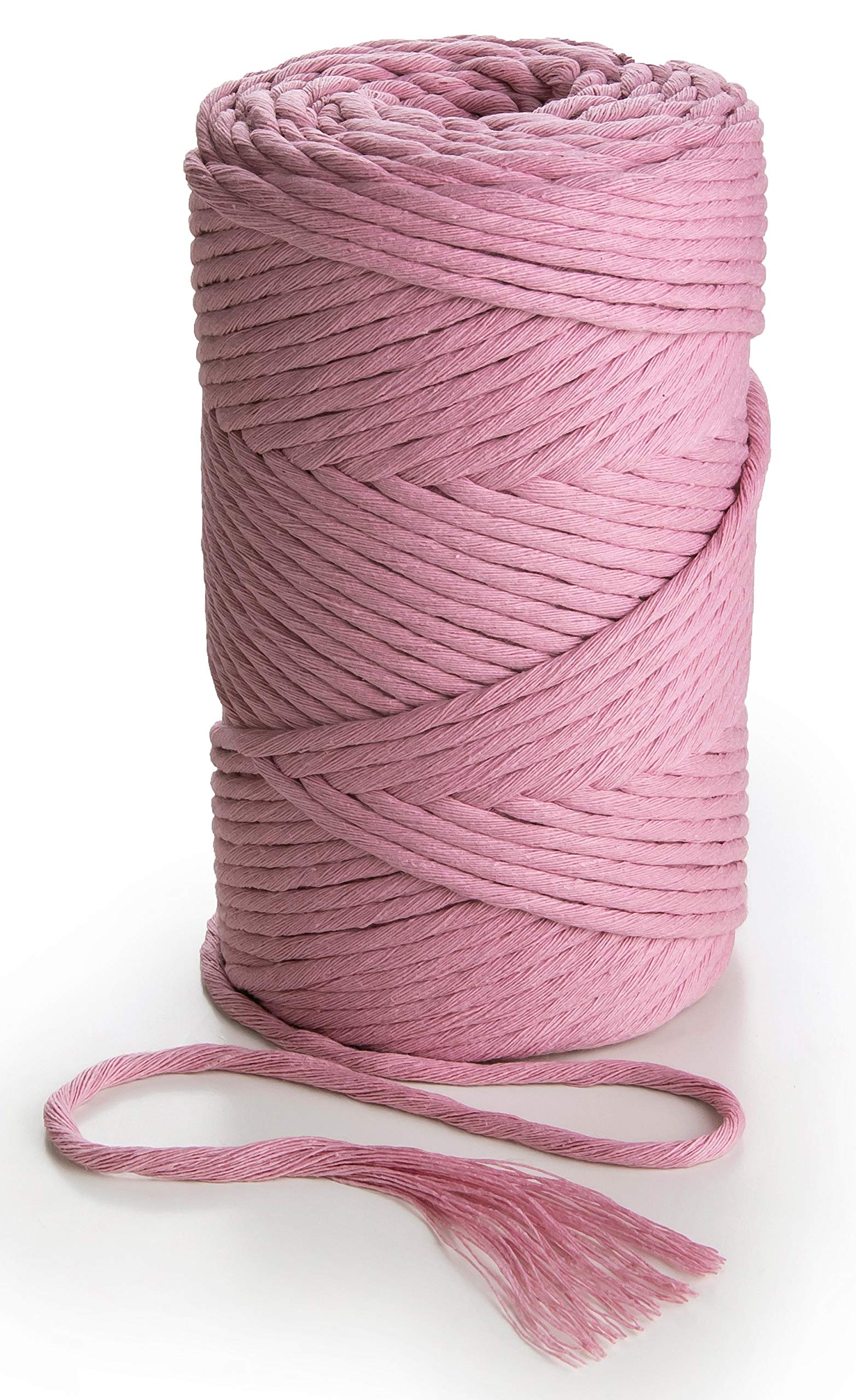 MB Cordas Macrame Cord 3mm 140 Meters 1 Strand Super Soft Cotton Rope for Macrame Dream Catcher, Boho Wall Hanging Feather and Wall Tapestry - Dusty Pink