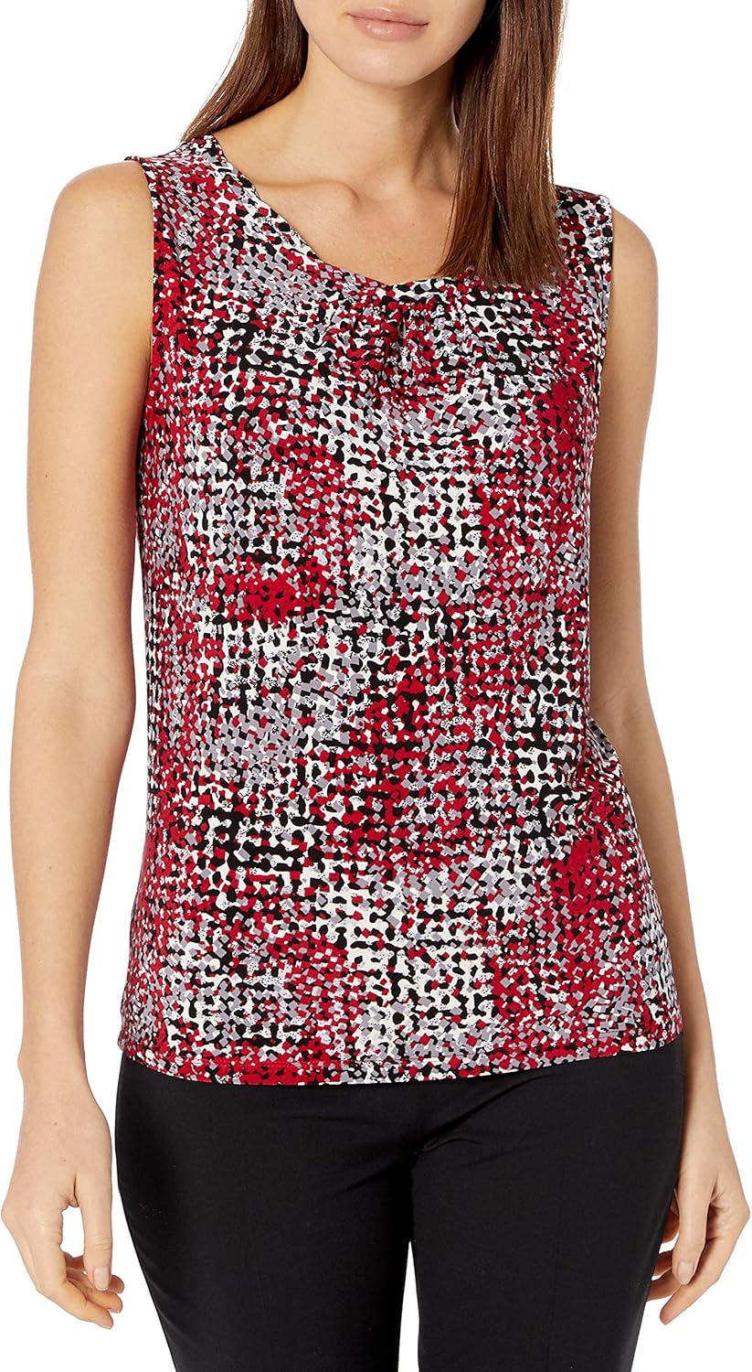 Kasper Women's Sleeveless Jewel Neck Abstract Square Printed Ity at  Women’s Clothing store