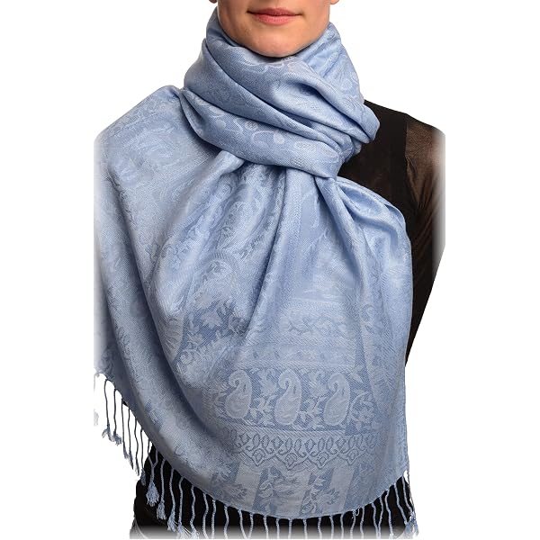 LissKiss Pashmina-Schal Mit Asymmetrischem Ornament – Dunkelrot Mit Fransen, 70x180 Cm