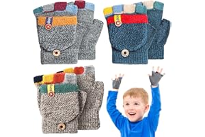 Handepo 3 Pair Kids Winter Gloves Infant Gloves 2t Toddler Convertible Warm Flip Top Baby Clothes for Kids 2-6 Years