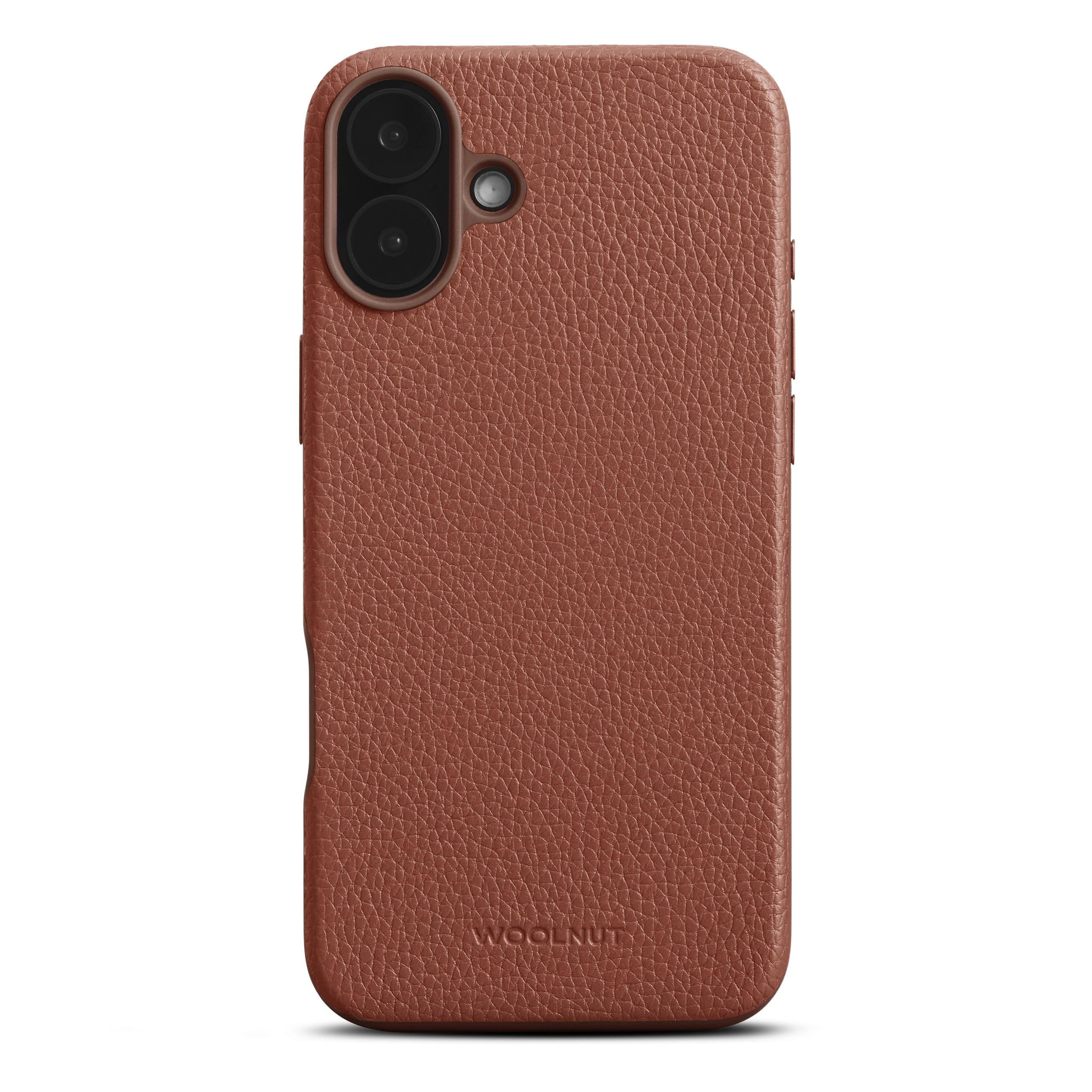 WOOLNUT Leather Case for iPhone 16 Plus - Brown - Scandinavian Full-Grain Leather, Compatible with MagSafe, Slim TPU Sides, Soft Microfiber Lining, Raised Edges for Screen & Camera Protection — image 1