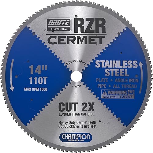 Champion Cutting Tool Corp Circular Saw Blade 114", 110T (RZR-14-110-ST)-Cut Stainless