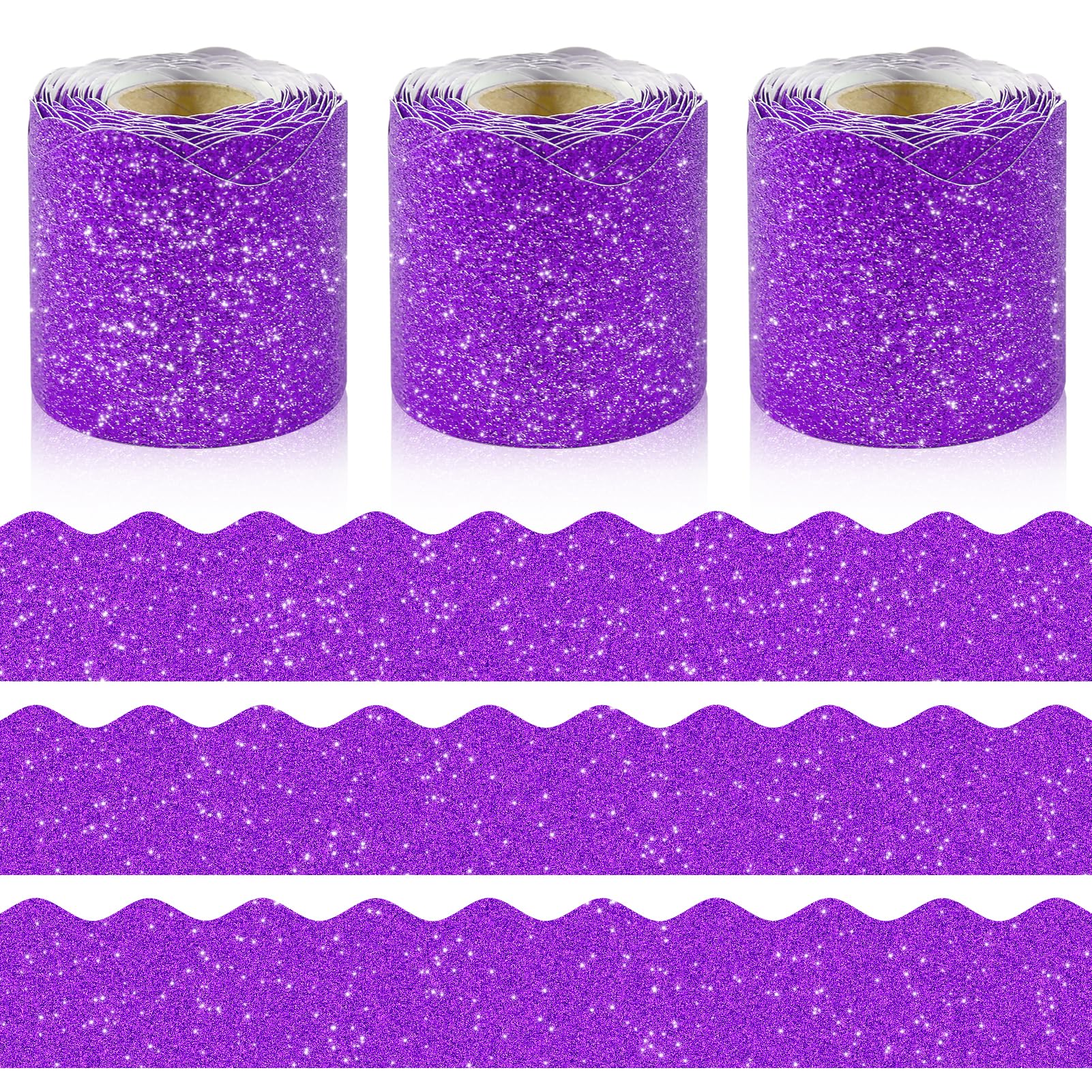 Photo 1 of 3 Rolls 98.4 Glitter Bulletin Board Borders Set - Ft Dark Purple Bulletin Board Decorations for Classroom, Office?School Supplies & Home DIY - Perfect for Teachers, Posters & Birthday Party Decor