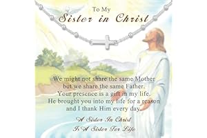 DORANA Christian Gifts for Women Girls 925 Sterling Silver Rosary Cross Link Chain Bracelet Baptism Communion Confirmation Religious Jewelry Gifts with Inspirational Card