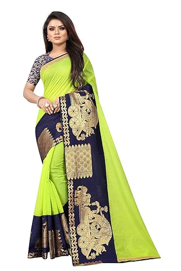 chanderi poly cotton saree with silk blouse piece