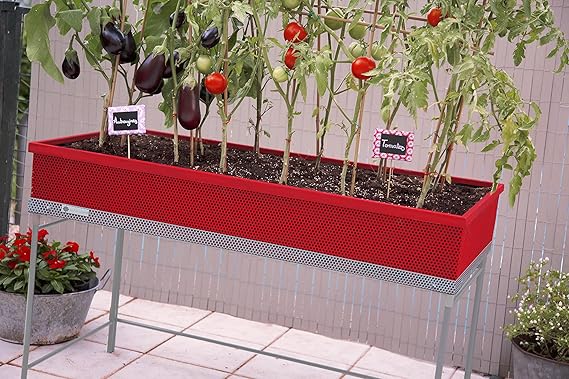 Huerto urbano de metal Green Passion 122x57x80 cm.Color rojo ...