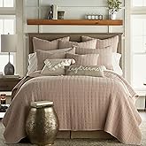 Levtex Home Mills Waffle Full/Queen Quilt Set (88x92in) with 2 Pillow Shams (26x20in) - Blush - Cotton Waffle Full/Queen Size Quilt Bedding Set - Lightweight, Soft, Pre-Washed