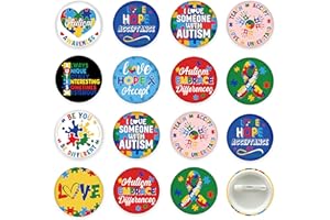 CINROBIYE 30 Pieces Autism Awareness Button Pins, 1.5 inch Colorful Puzzle Pieces Autism Awareness Motivational Badges Pins Special Autism Education gifts for Women Adult Teens Gifts Party Supplies