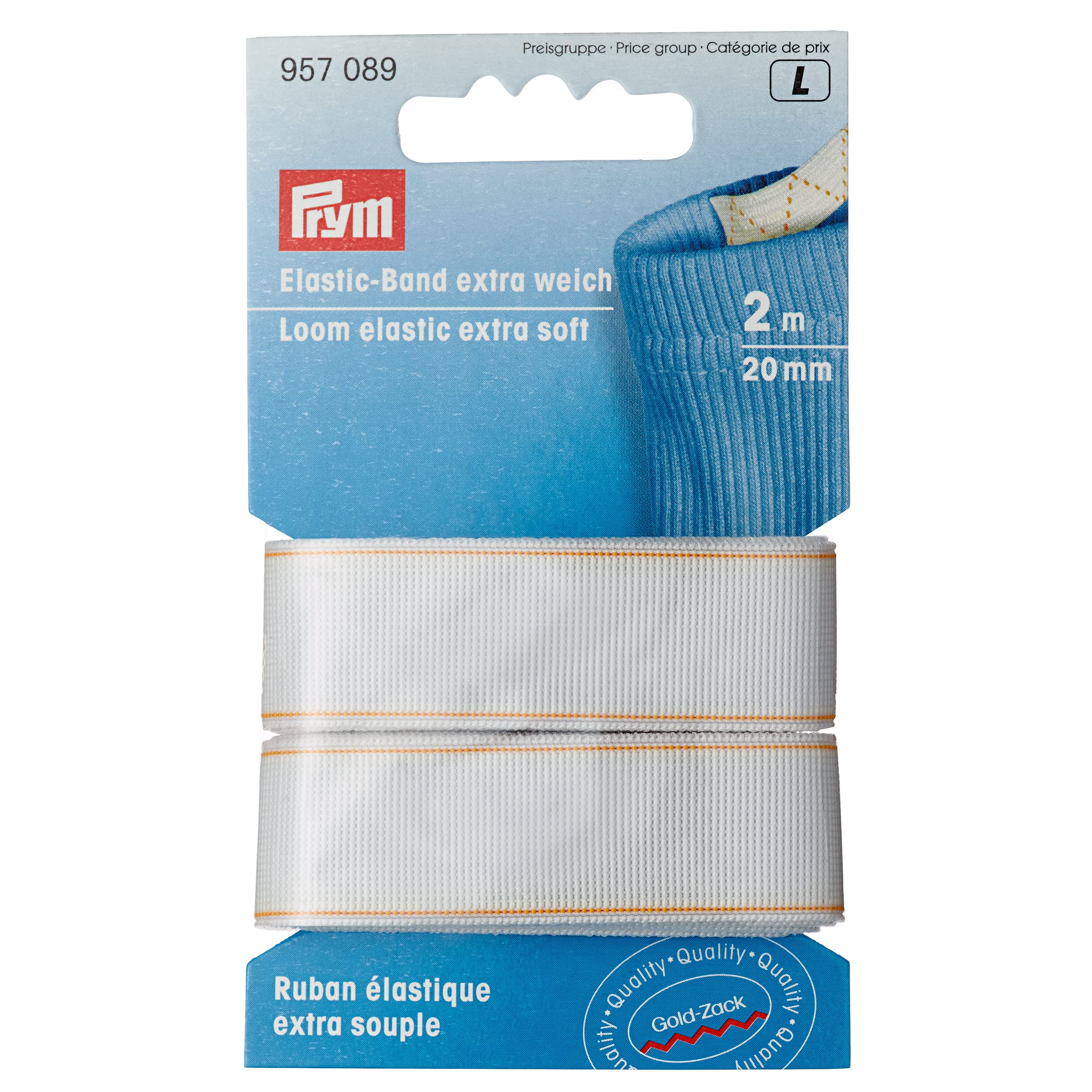 Prym Loom Elastic extra soft white, Polyester, 20 mm, weiß, 2 m