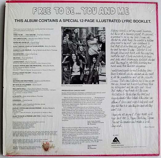 Various Artists Marlo Thomas Stephen Lawrence Carole Hart Bruce Hart Dick Cavett Carol Channing Billy De Wolfe Rosey Grier Alan Alda Free To Be You And Me Amazon Com Music