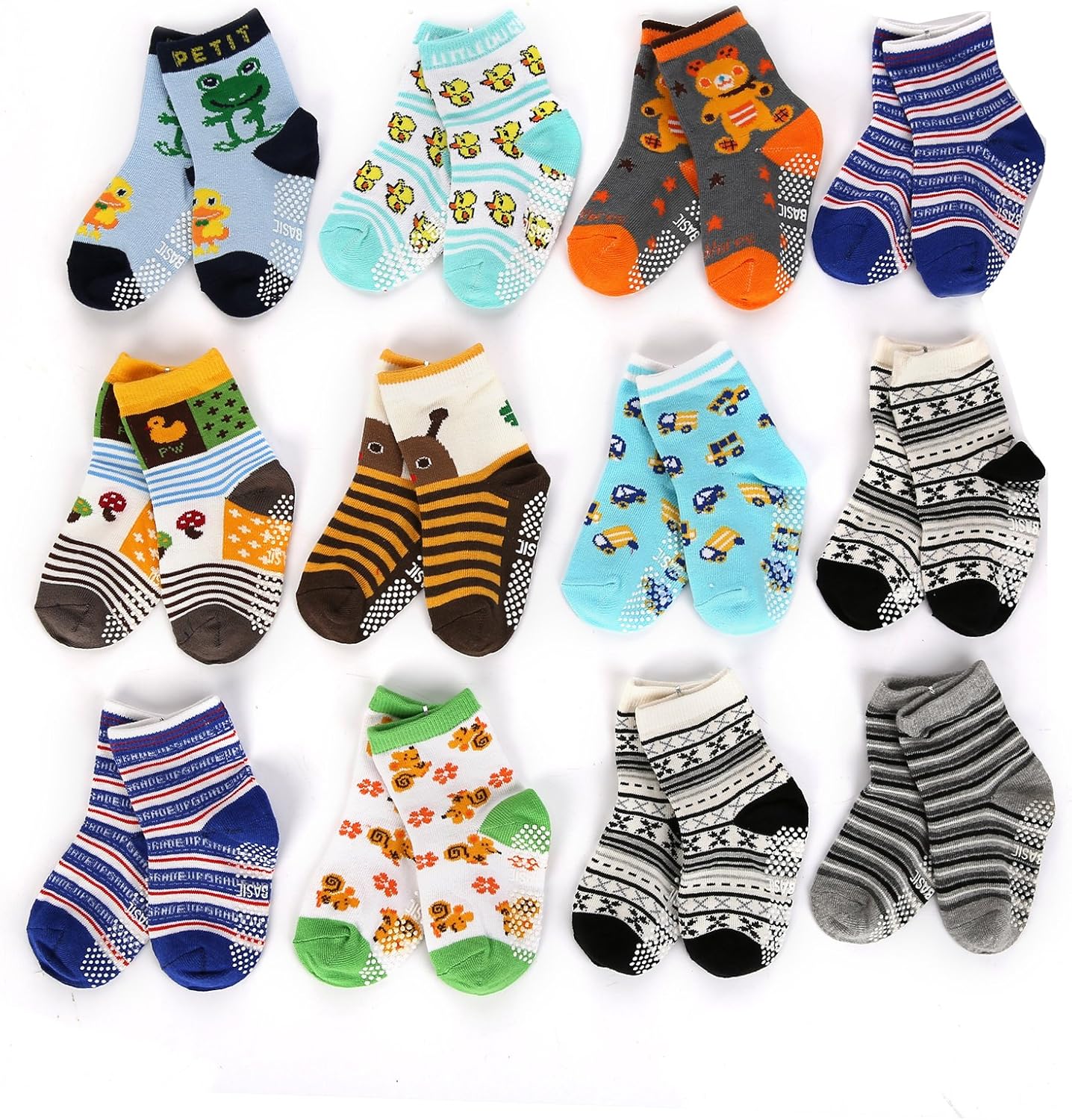 Nonskid Baby Cotton Crew Socks for Unisex Toddler Boys