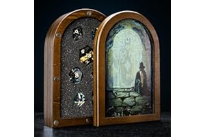 DICEBELL Dice Set – 7-Piece Polyhedral RPG Dice | Embedded Miniatures: D20, D6 | Golden Elvish Numbers, Clear Sharp-Edge | Perfect for DND, Tabletop Roleplaying