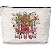 Eyouyeqi Western Makeup Bag, Let's Go Girls Cosmetic Bags, Cowgirl Makeup Zipper Pouch Bag, Western Cowgirl Hat Boots Disco Ball Cosmetic Pouch Gifts, Birthday Gift For Women Girls, 29