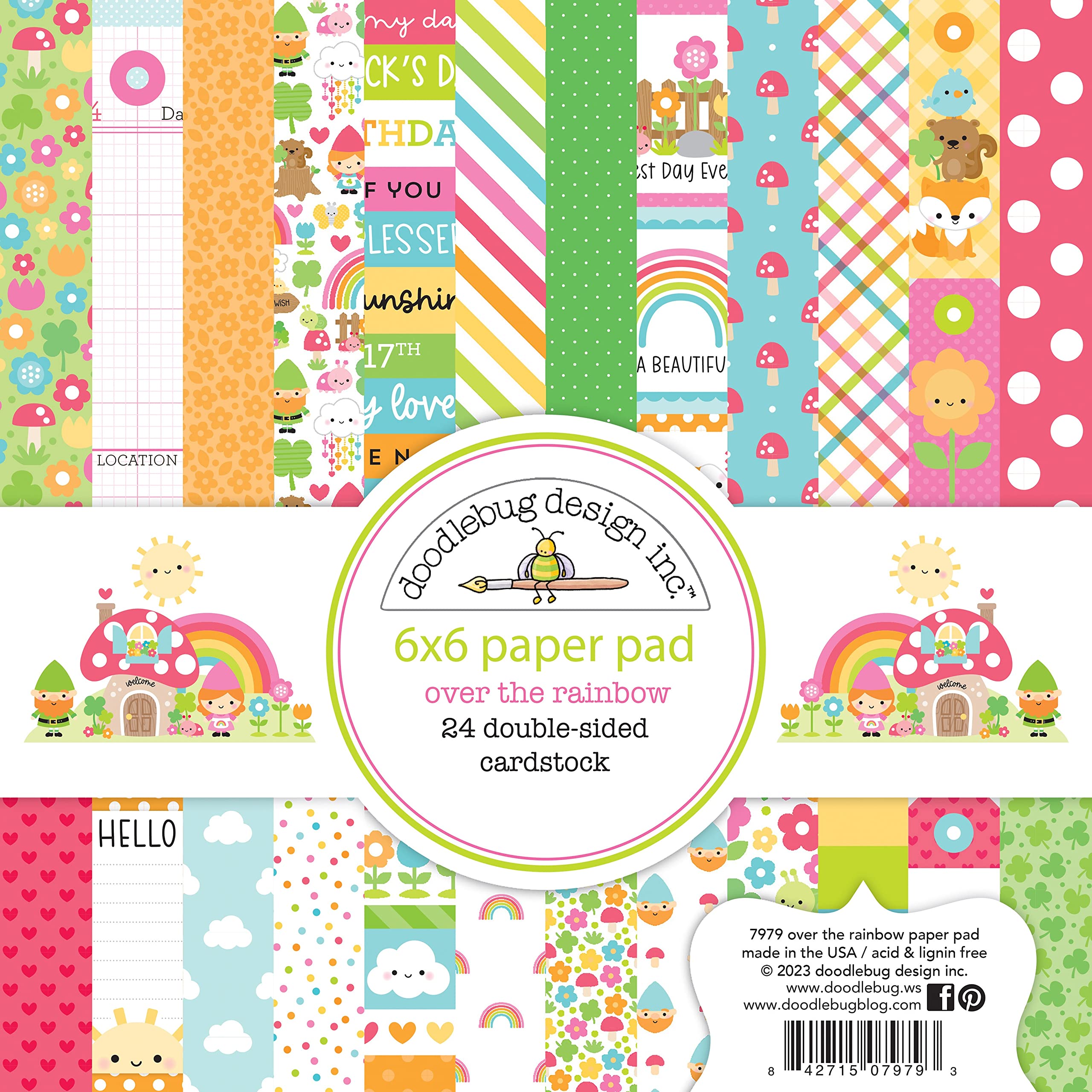 Doodlebug Double-Sided Paper Pad 6"X6" 24/Pkg-Over The Rainbow