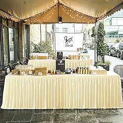 9ft Length Glitter Champagne Table Skirt for