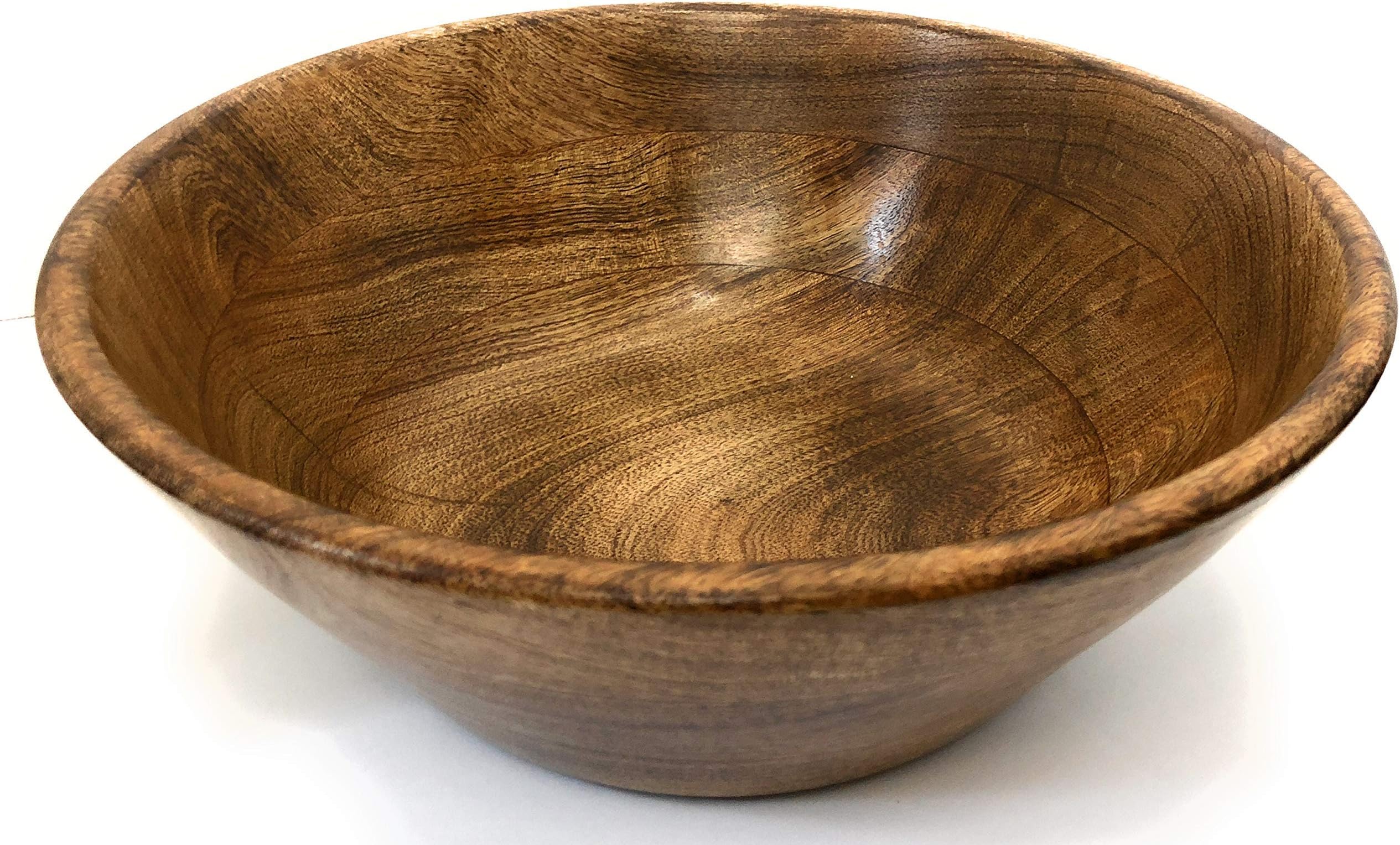 Wooden Serving Bowl for Salads or Fruits, Large in Size 12" Diameter x 4" Height, Handcrafted from Indian Rosewood
