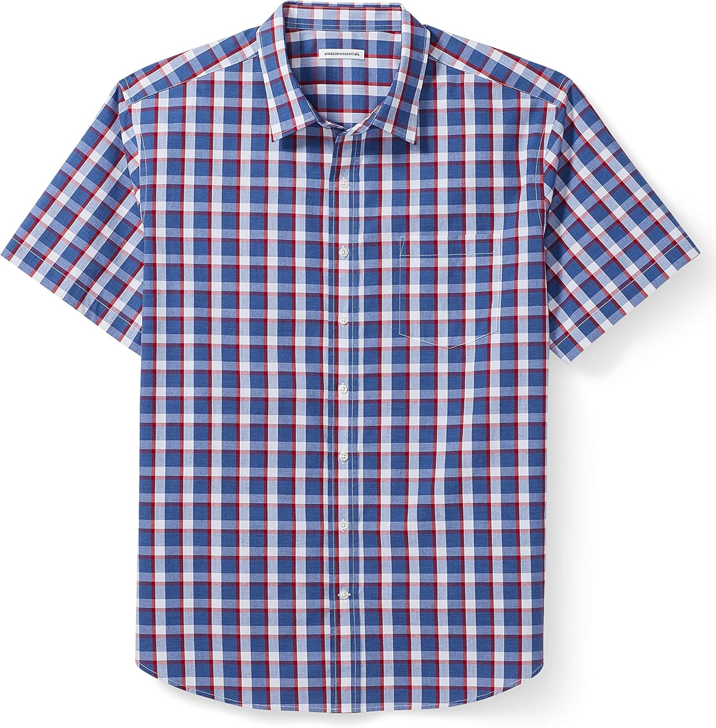  Essentials Men's Big & Tall Short-Sleeve Plaid Shirt fit by DXL: Clothing