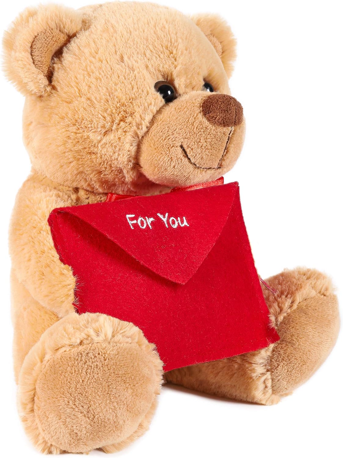 BRUBAKER Teddy Plush Bear with Red Envelope - For You - 10 Inches (25 cm) - Cuddly Toy - Brown - Light Brown - Image 3
