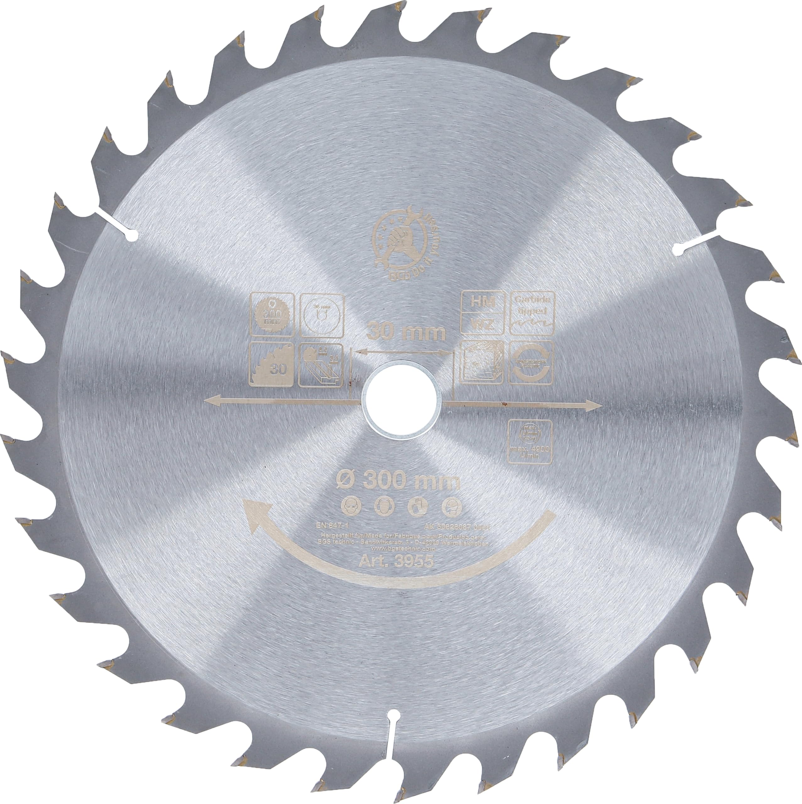 BGS Diy 3955 | Carbide Tipped Circular Saw Blade | Ø 300 x 30 x 3.2 mm | 30 teeth