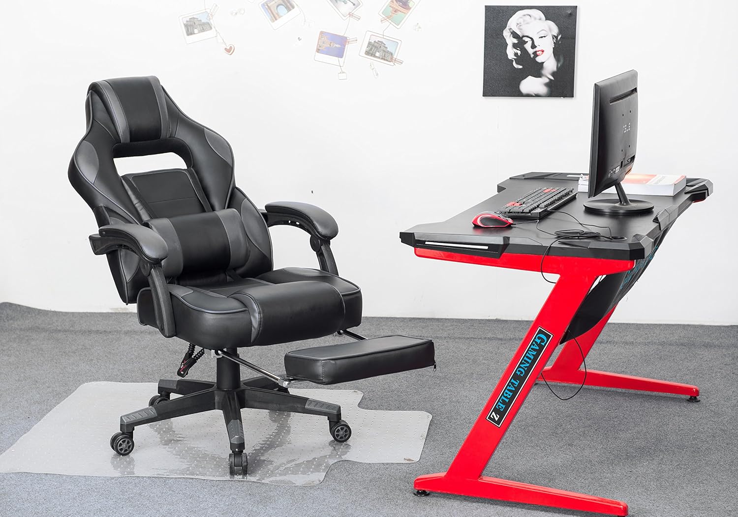 Ergonomic High Back Racing Computer Desk Office Chair With Retractable Footrest And Adjustable Lumbar Cushion Killabee Reclining Memory Foam Racing Gaming Chair Blue Chairs Sofas Office Products Fcteutonia05 De