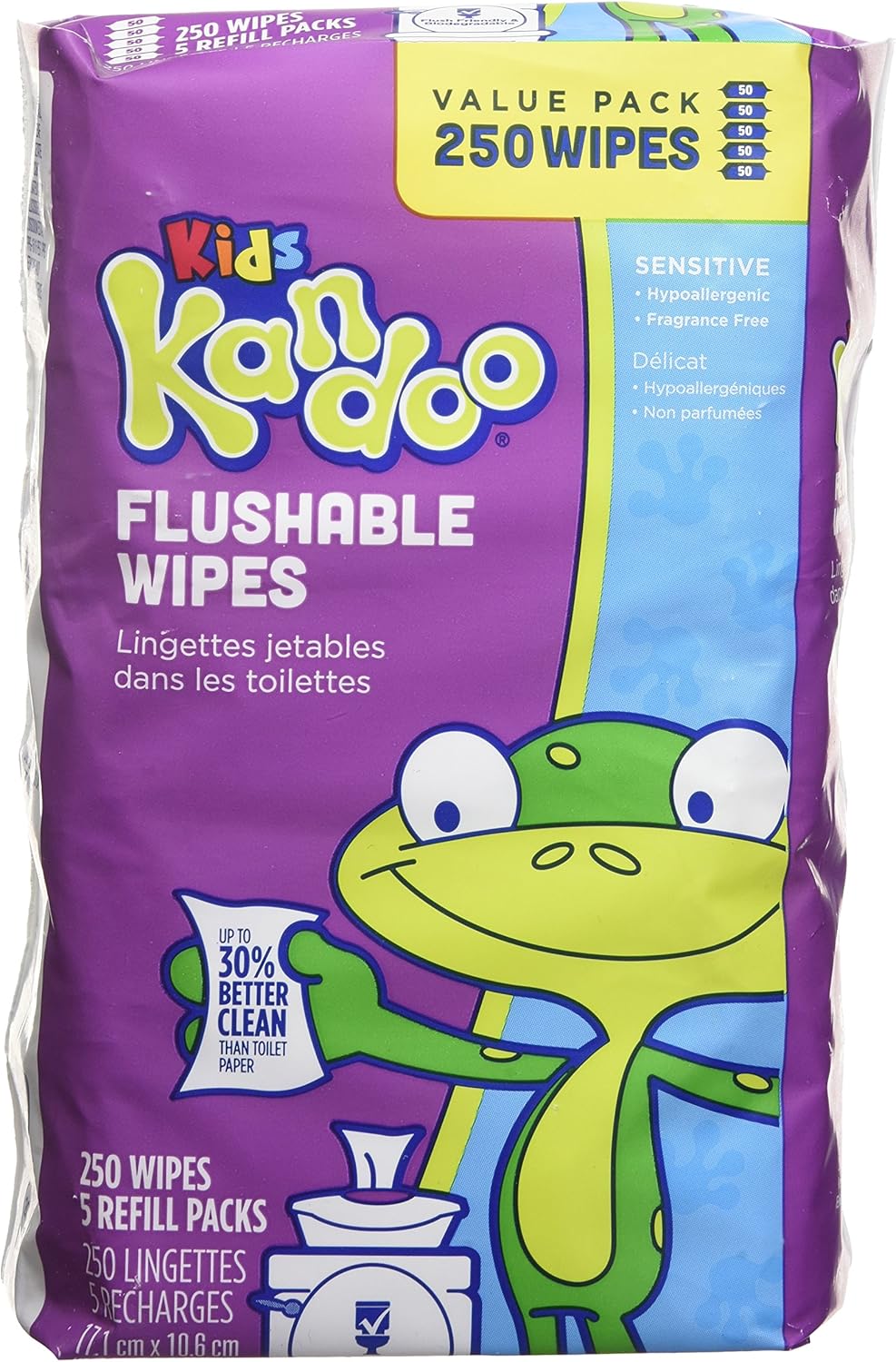 Kandoo Flushable Kids' Wipes, Sensitive, 250Count Amazon.ca Health