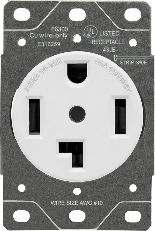 ENERLITES 66300 30 Amp Electrical Dryer Outlet NEMA 1430R, Outdoor