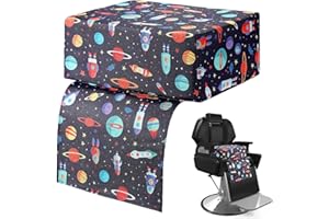 Threehoney Salon Booster Seat Children Leather Barber Chair Seat Cushion Styling Chair for Kids Child Hair Cutting Beauty Spa Barber Equipment (Navy Blue,Planet)
