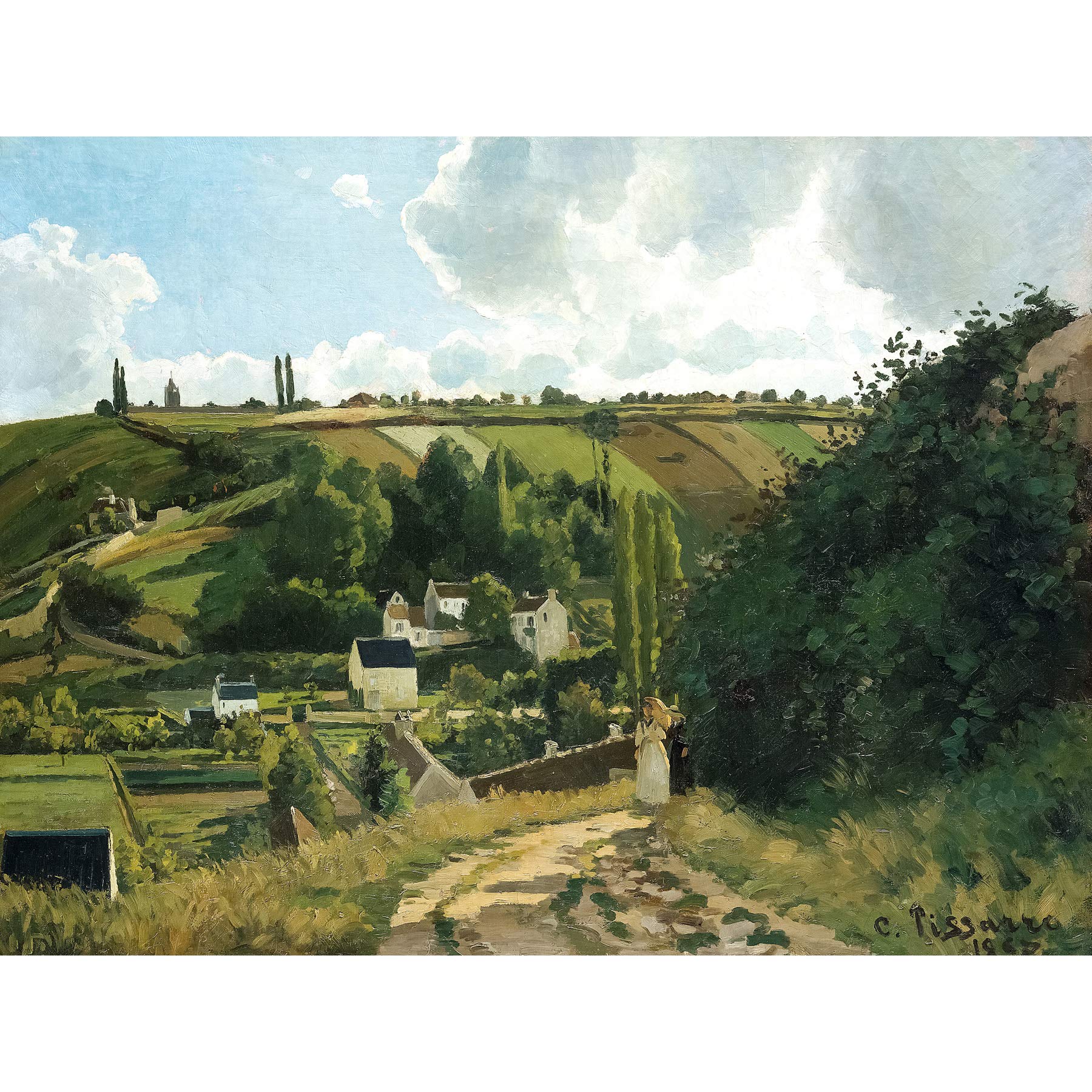 Artery8 Pissarro Jalais Hill Pontoise Landscape Painting Large XL Wall Art Canvas Print