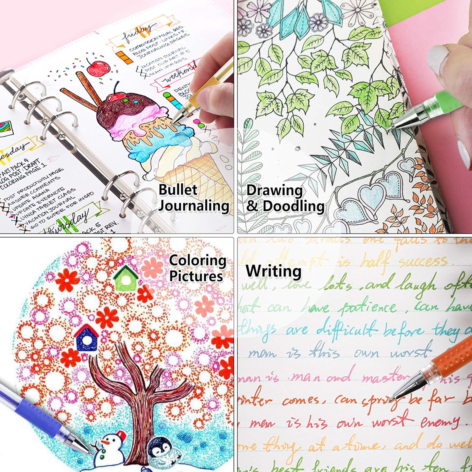 Gel Pens, Lelix 120 Pack Gel Pen Set, 60 Unique Colors with 60 Refills for Adults Coloring Books Drawing Doodling Crafts Scrapbooking Journaling: Office Products