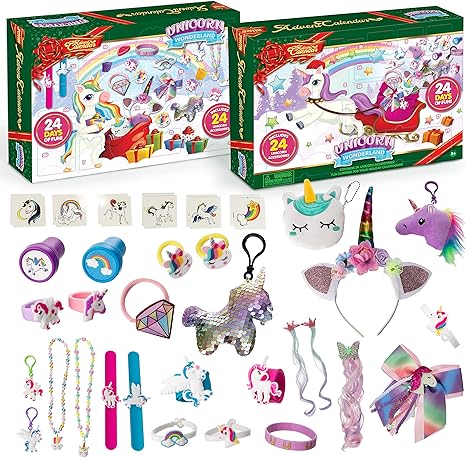 Amazon Co Jp Joyin クリスマス24日カウントダウンアドベントカレンダー 47個のユニコーンアクセサリー付き ジュエリー ステッカー スタンプ リングなど 男の子 女の子 子供 幼児向けクリスマスパーティー記念ギフト ホーム キッチン