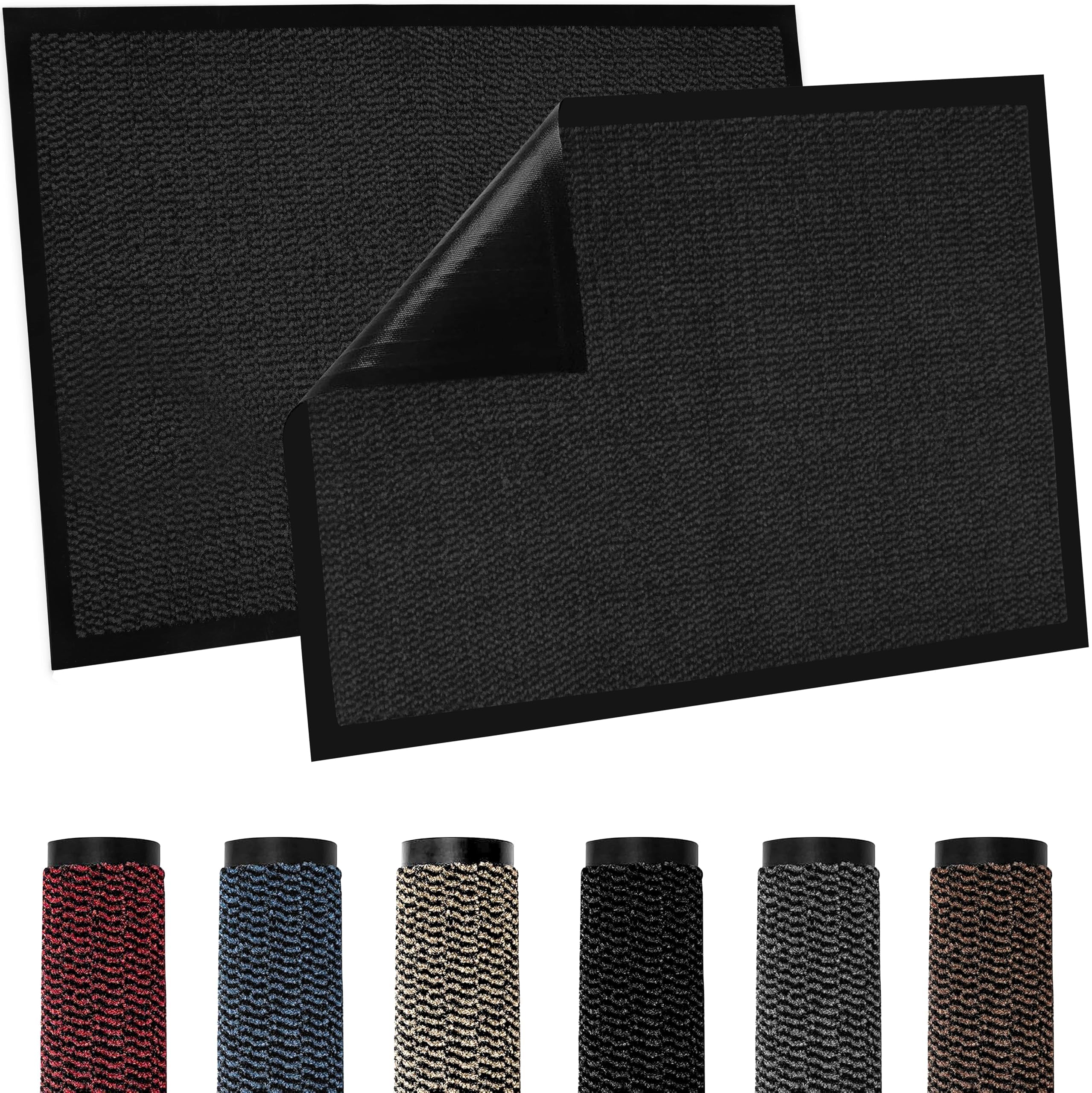 Heavy Duty Door Mats - Indoor/Outdoor Washable Door Matts Indoor - Super Absorbent Rug with Non Slip Backing - Entrance Doormats - Front Door, Home & Office (40cm × 60cm, Anthracite)