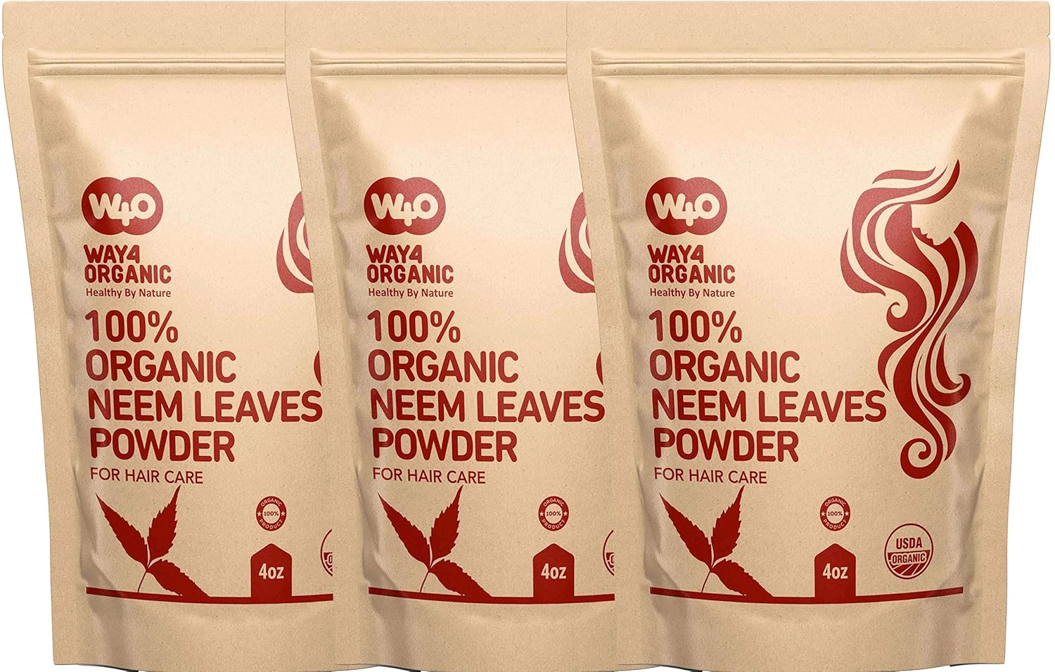 Neem Powder Organic 4 Oz(3 Packs), Ultra Fine Powdered Suitable for Skin, Face, Garden and Hair Growth, Ayurvedic Fresh Tender Leaves Powder, Shadow Dried leaf for High Potent - Way4Organic