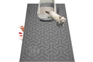UPSKY Cat Litter Mat, Litter Trapping Mat Soft on Kitty Paws, Large Litter Box Mat 35" x 24" Scatter Control for Indoor Cats Waterproof and Extra Large Pretty Litters Carpet