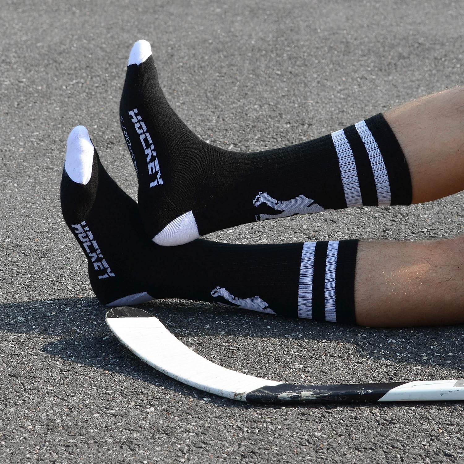 ChalkTalkSPORTS Hockey Half Cushioned Crew Socks | Hockey Player | Black/White : Hockey Jerseys : Clothing