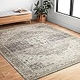 Loloi II Hathaway Collection HTH-05 Steel / Ivory 7'-6" x 9'-6", .25" Thick, Area Rug, Soft, Durable, Printed, Modern, Low Pi