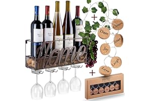 TRIVETRUNNER -ANNA STAY Anna Stay Wine Rack Wall Mounted Decorative Wine Rack with Wine Glass Holder, inc Cork Storage & Wine Charms, Wine Gifts with Wine Bottle Holder for Decor