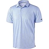 Obla Mens Golf Polo Shirts Short Sleeve Dry Fit Performance Moisture Wicking Casual Print Collared Golf Shirts for Men