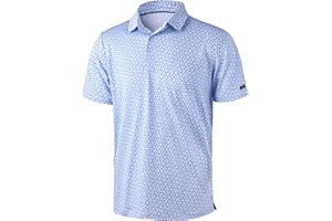 Obla Mens Golf Polo Shirts Short Sleeve Dry Fit Performance Moisture Wicking Casual Print Collared Golf Shirts for Men