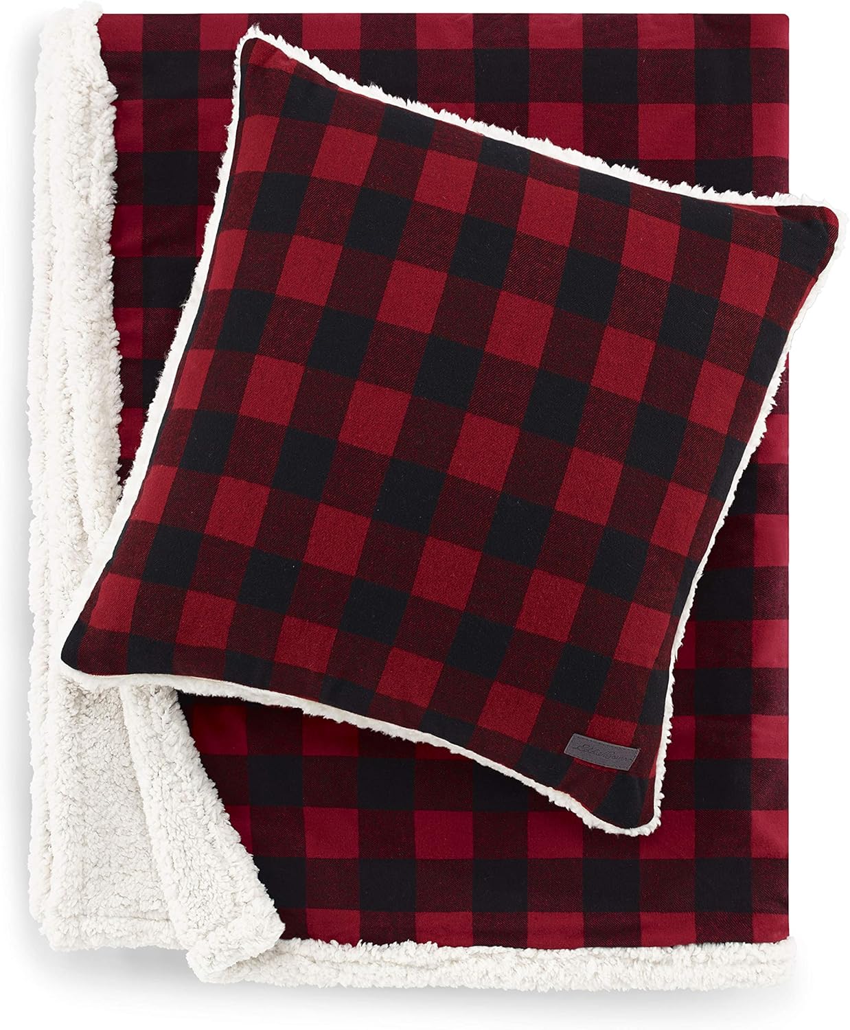 Eddie Bauer | Flannel Collection | Throw Blanket-Reversible Sherpa Fleece Cover, Soft & Cozy, Perfect for Bed or Couch, Cabin Red: Home & Kitchen