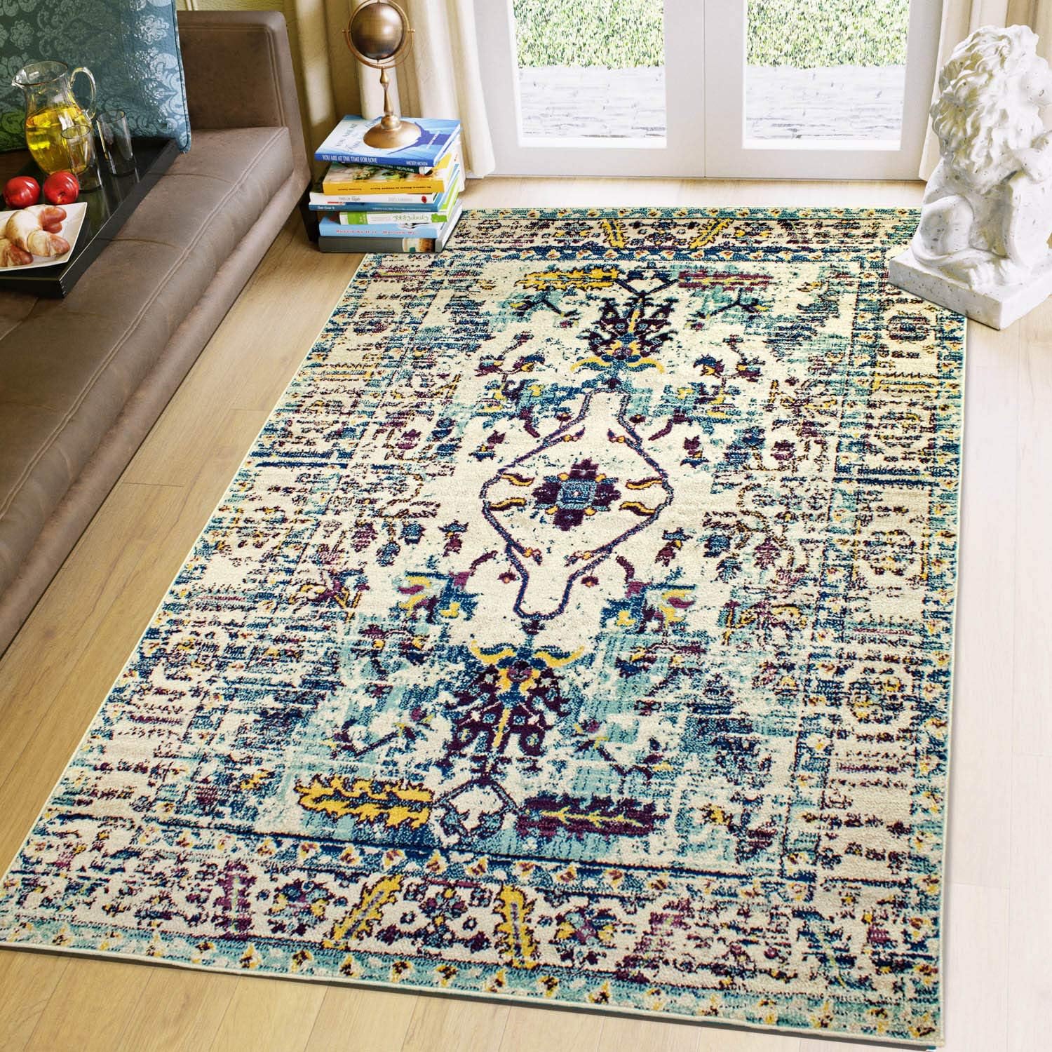 Super Area Rugs Classic Persian Border Area Rug, Ivory, 5' 2'' X 7' 6''