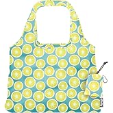 ChicoBag Vita Reusable Tote Bag with Carabiner Clip | Compact Reusable Shopping Bags | Eco Friendly | Lemon