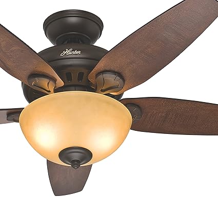 Hunter 44 Bronze Casual Indoor Ceiling Fan With Antioch Glass
