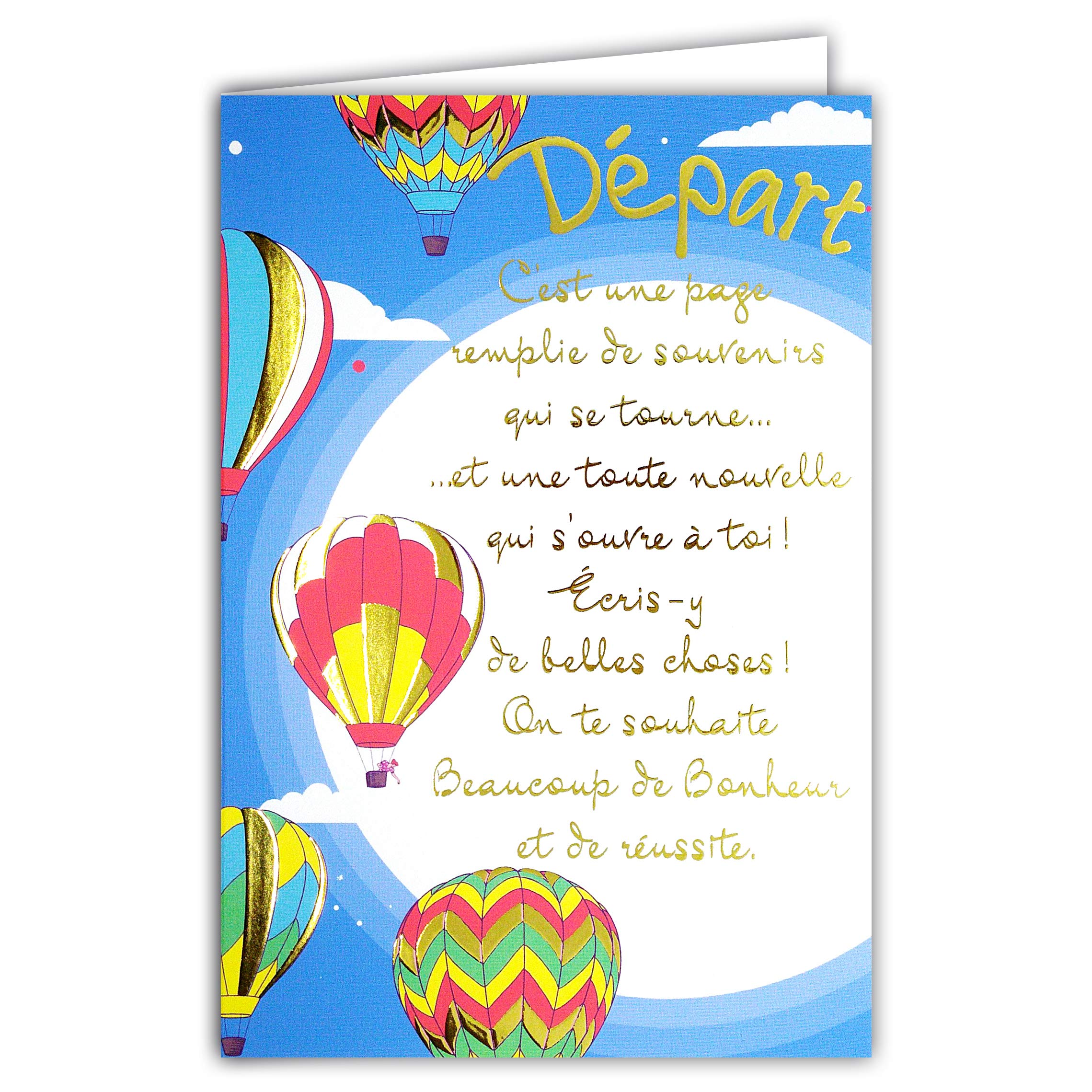 Afie 69-3056 Start Card with Large Text in Gold-Plated with Matching Envelope Closed Card Size 11.5 x 17 cm Made in France