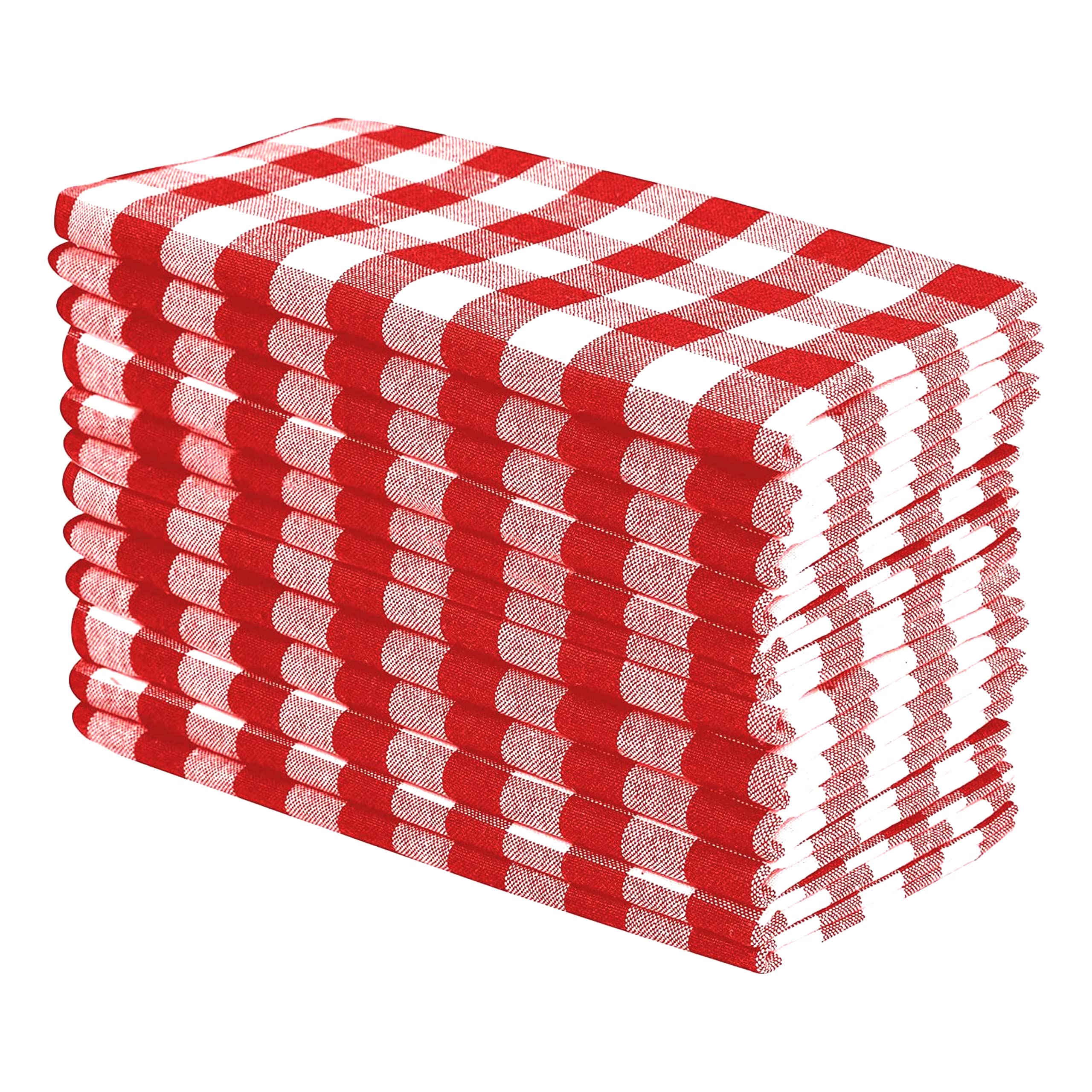 Photo 1 of 100% Cotton Yarn Dyed Red-White Gingham Check Dinner Napkins 18x18 Inch-12 Pcs, Clambake, Beach Party, Reusable, Soft, Durable, Elegant Table Linens Dining, Kitchen, Parties, Machine Washable