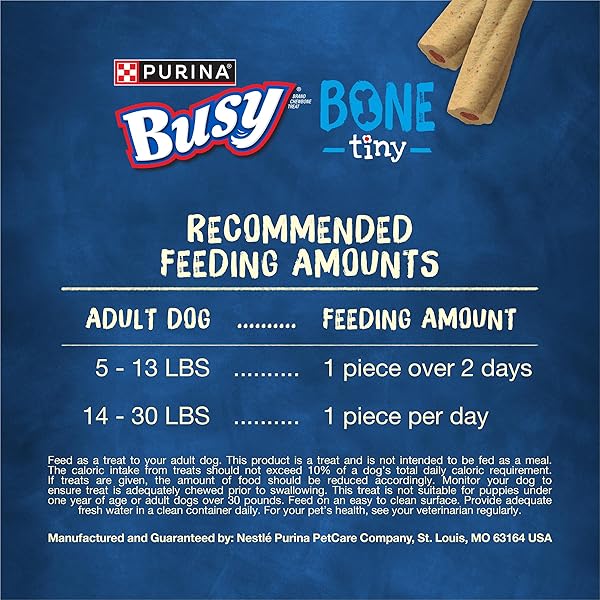 PURINA BUSY BONE ADULT TOY BREED DOG CHEW BONE TREATS, TINY – 60 CT. POUCH