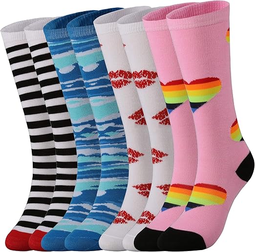 Buy ANPN Knee High Socks with Novelty Cute Fashion Colorful Patterned 8