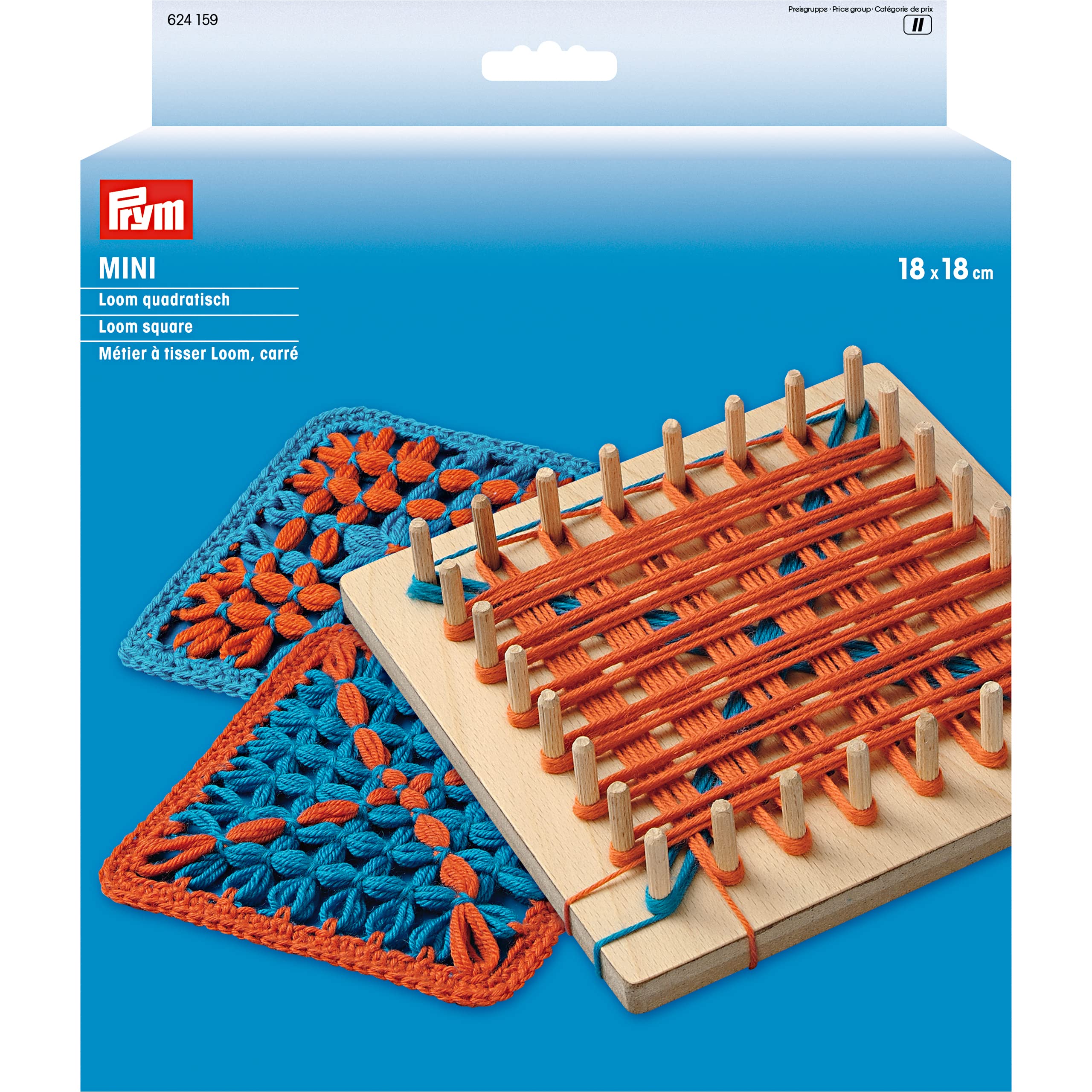 Prym Mini Square Knitting Loom, Wood, Multi-Colour, 18 x 18 cm